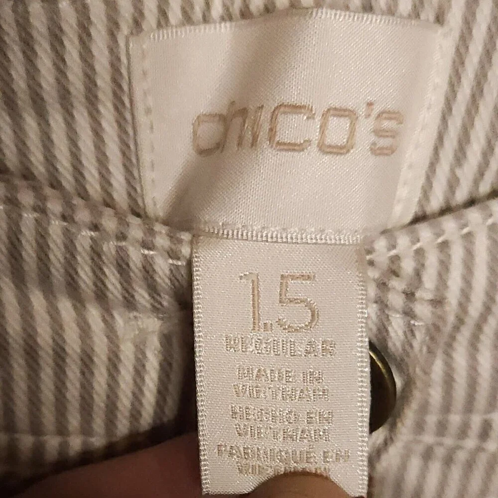 Chico's Tan White Pinstripe Casual Pants Medium - Picture 7 of 10
